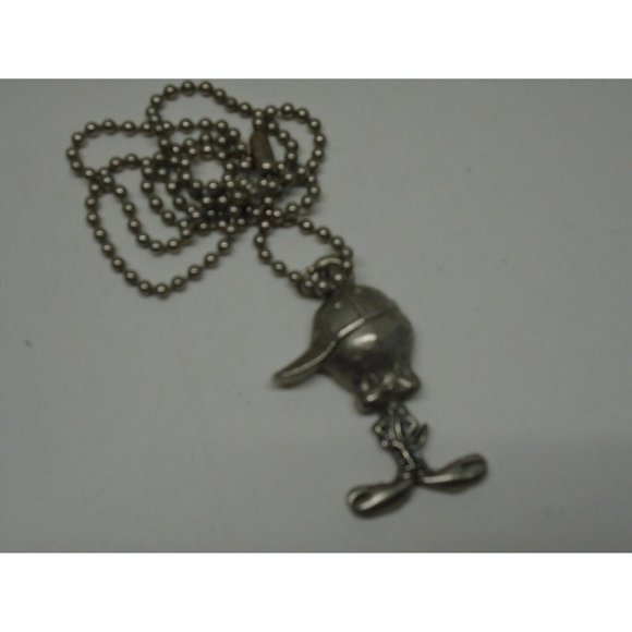 TWEETY BIRD w/ Sideways Hat PEWTER NECKLACE 1990s LOONEY TUNES WB 18" Ball Chain - Picture 2 of 3